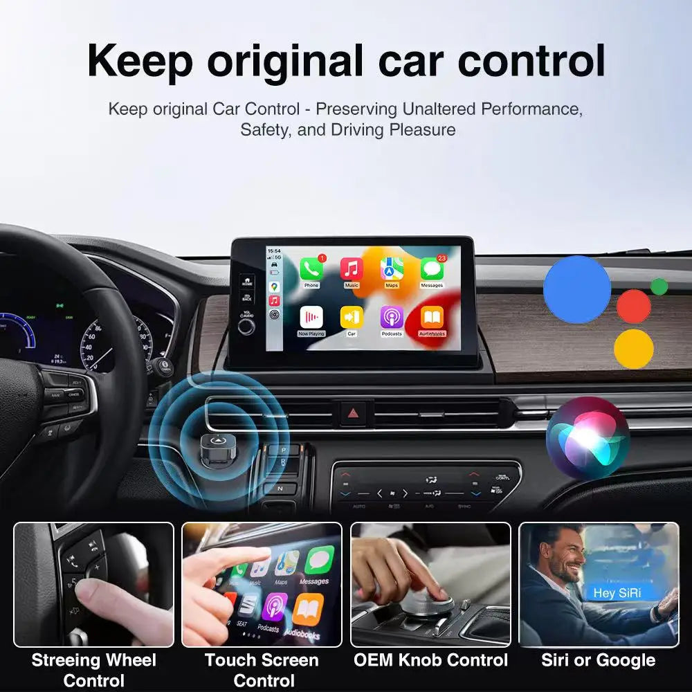 Aftermarket Wireless Carplay Adapter Convert Wired to Wireless for Iphone Android Auto Smart Box