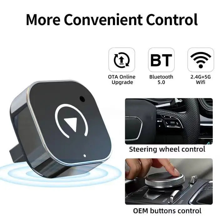 Aftermarket Wireless Carplay Adapter Convert Wired to Wireless for Iphone Android Auto Smart Box